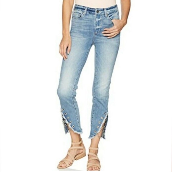 Paige Hoxton Olympic Chains Raw Hem Jeans - Picture 2 of 16